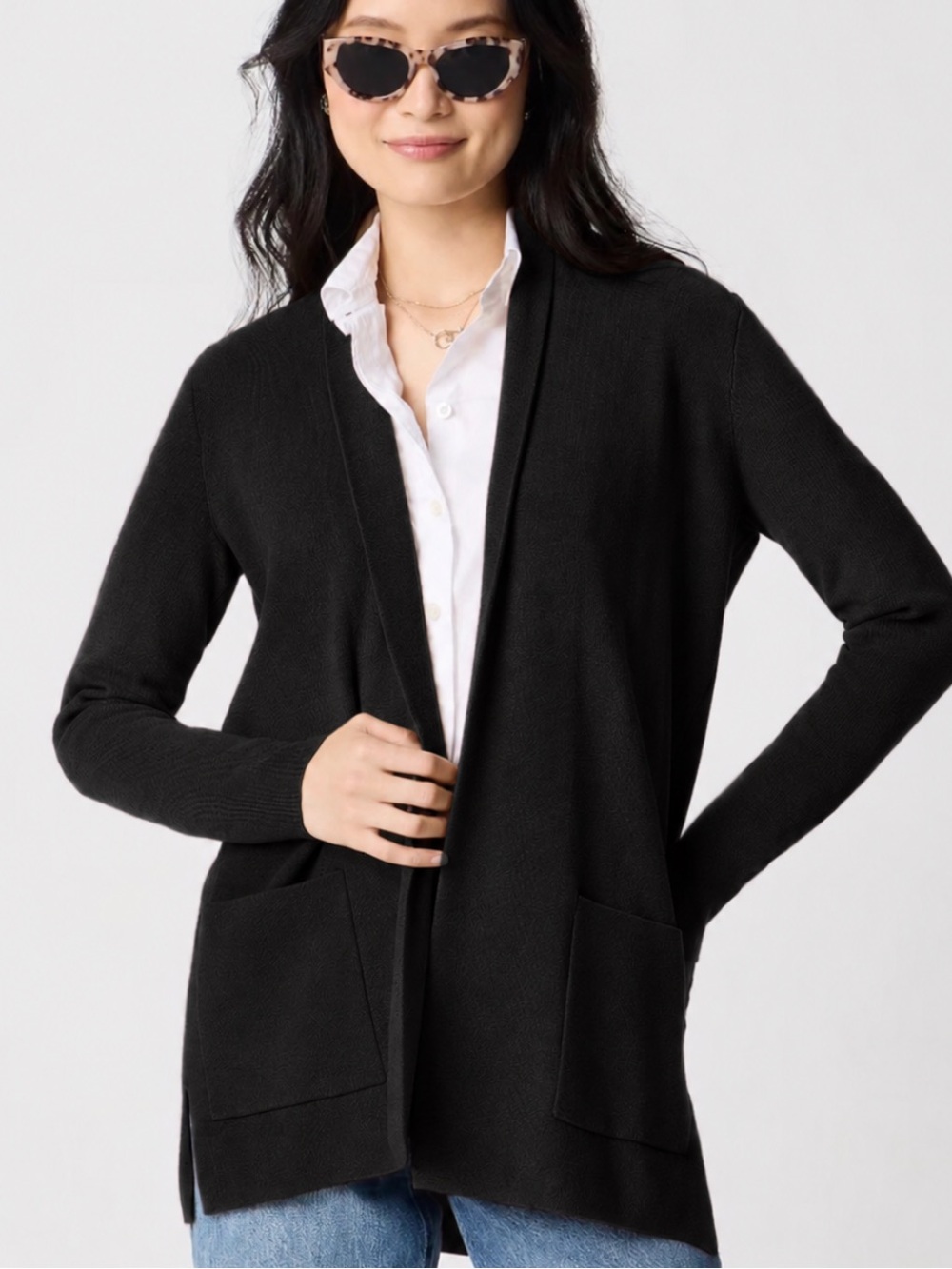 J. Crew Chelsea Sweater Blazer with Pockets in Black